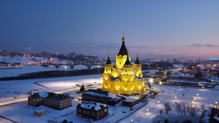 Winter sunset on Strelka - My, Nizhny Novgorod, Arrow, Stadium, Sunset, Longpost