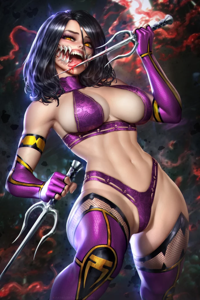 Pretty Mileena (DLC) - NSFW, Art, Drawing, Mortal kombat, Milina, Girls, Erotic, Hand-drawn erotica, Game art, Boobs, Stockings, Naked, Pubes, Underwear, Without a mask, Neoartcore, Longpost