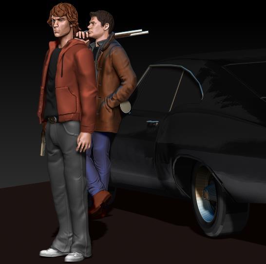 Blinded the Winchester brothers in ZBrush - My, 3D, 3D modeling, Zbrush, Supernatural, Winchesters, Suicide girls, Jared Padalecki, Jensen Ackles, Longpost