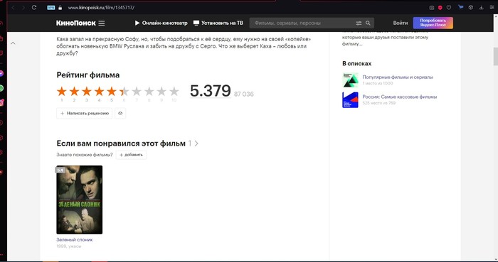 When the film search was not wrong - My, Directly Kakha, KinoPoisk website, Bad movie