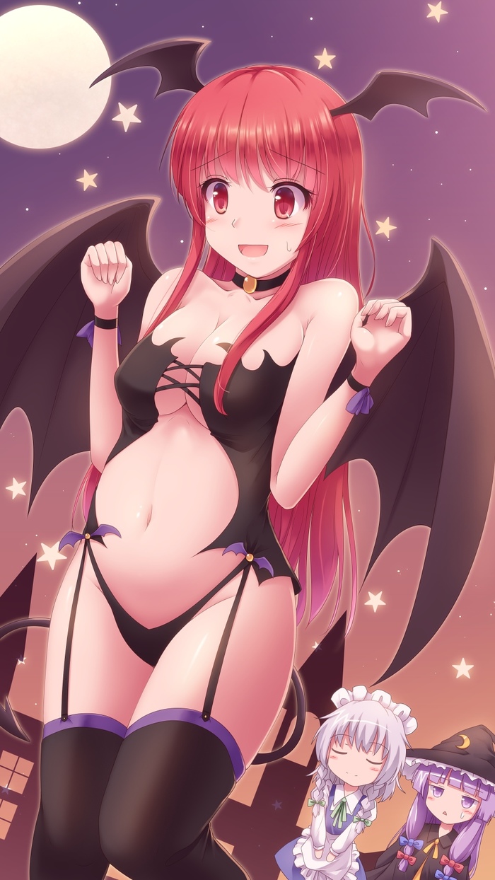 Nice Koakuma Touhou, Koakuma, Izayoi Sakuya, Patchouli Knowledge, Anime Art, , Lzh