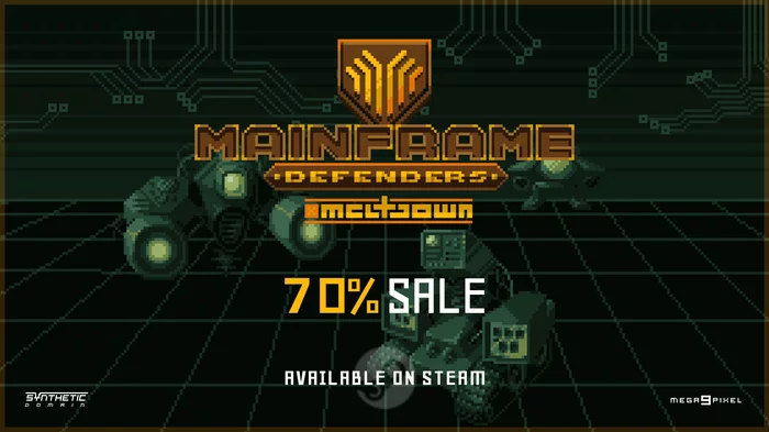 In honor of the anniversary, Mainframe Defenders is giving a 70% discount - Steam sale, Распродажа, Steam discounts, Computer games, Games, Retro Games, Step-by-step strategy, 8 bit, Unity, Unity2d, Old-Hard, Steam, Discounts, Not a freebie