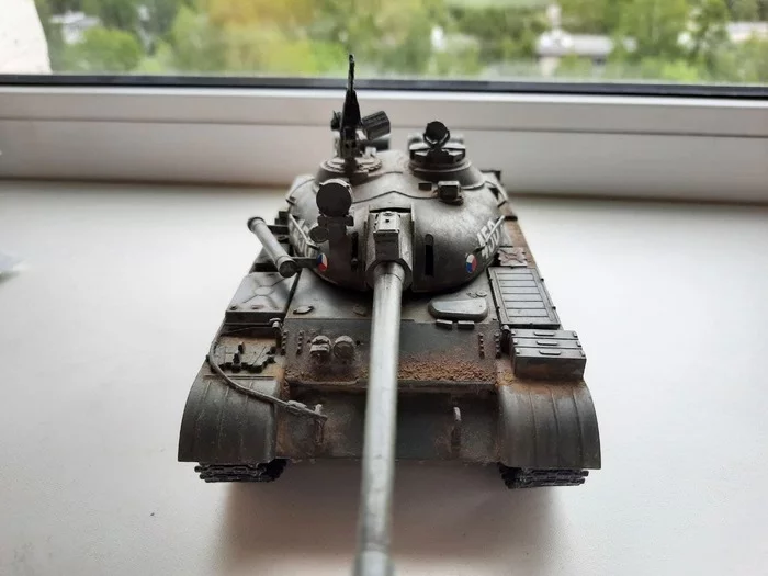 T-55A on the shelf to a good friend - My, Tanks, Prefabricated model, Creation, Comrades, Presents, the USSR, Longpost, Tattoo, Tattoo artist