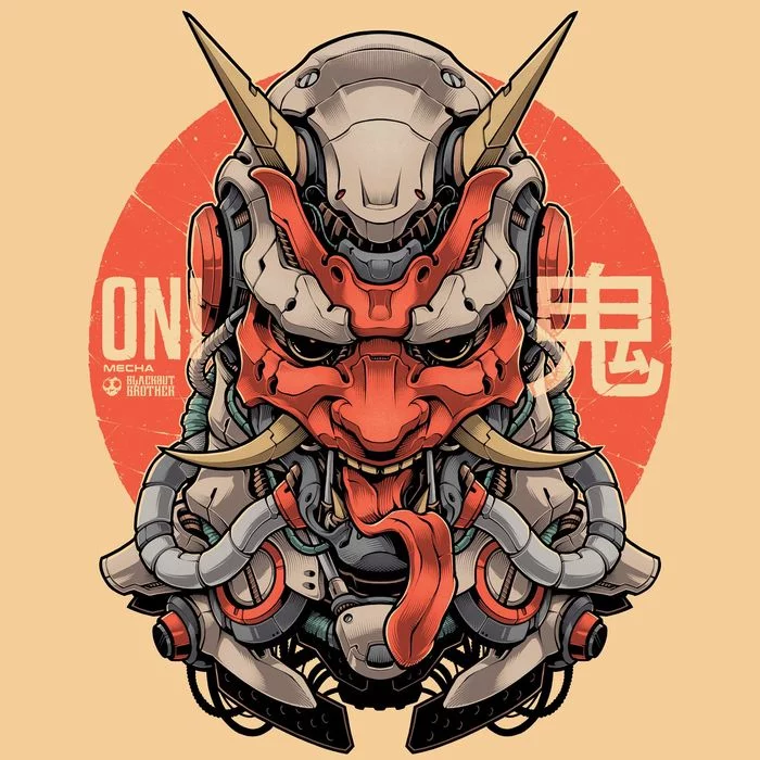 CyberOni - Art, Cyberpunk, Japanese mythology, Demon they