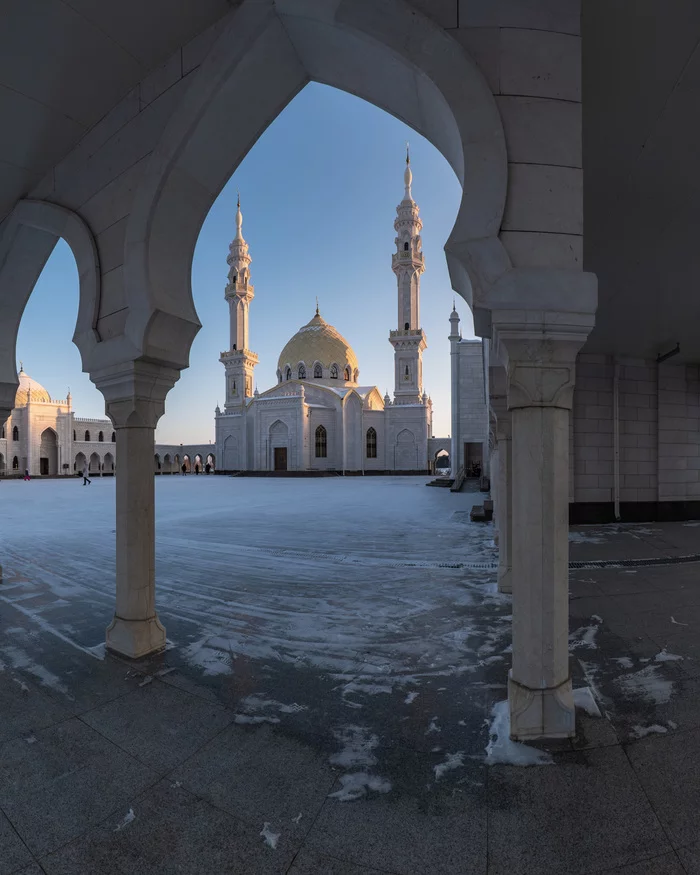 white mosque - My, Tatarstan, Mosque, The photo, Панорама, Architecture, Town, Within Bolgar