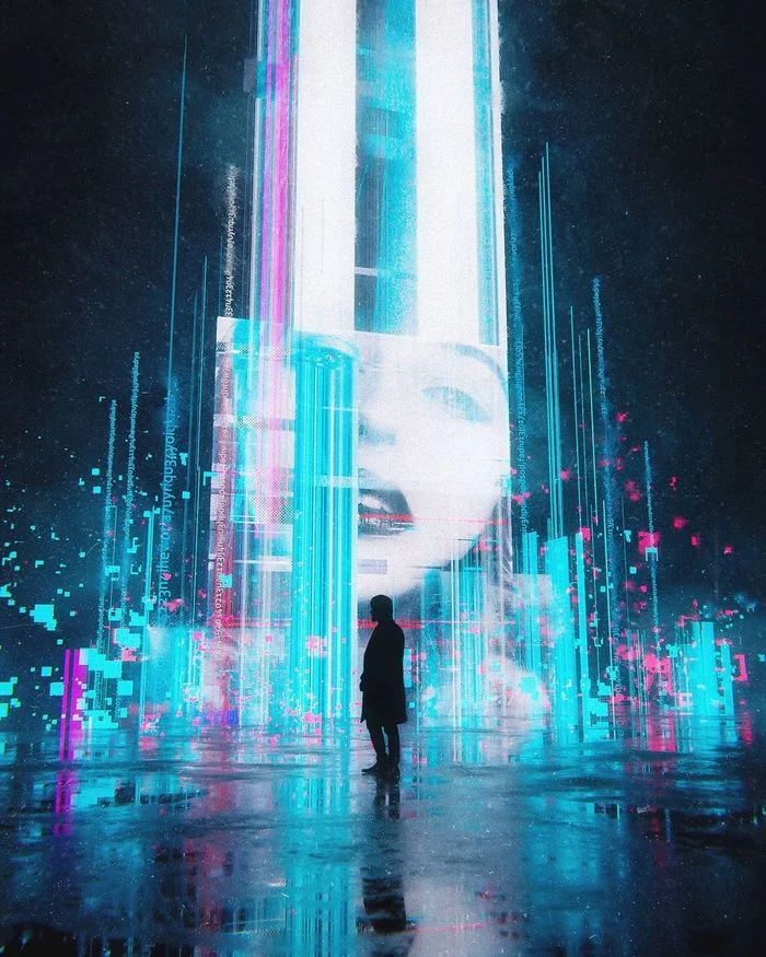 Virtual tears - Drawing, Cities of the future, Cyberpunk, Neon, Girls, Art, Max Hay