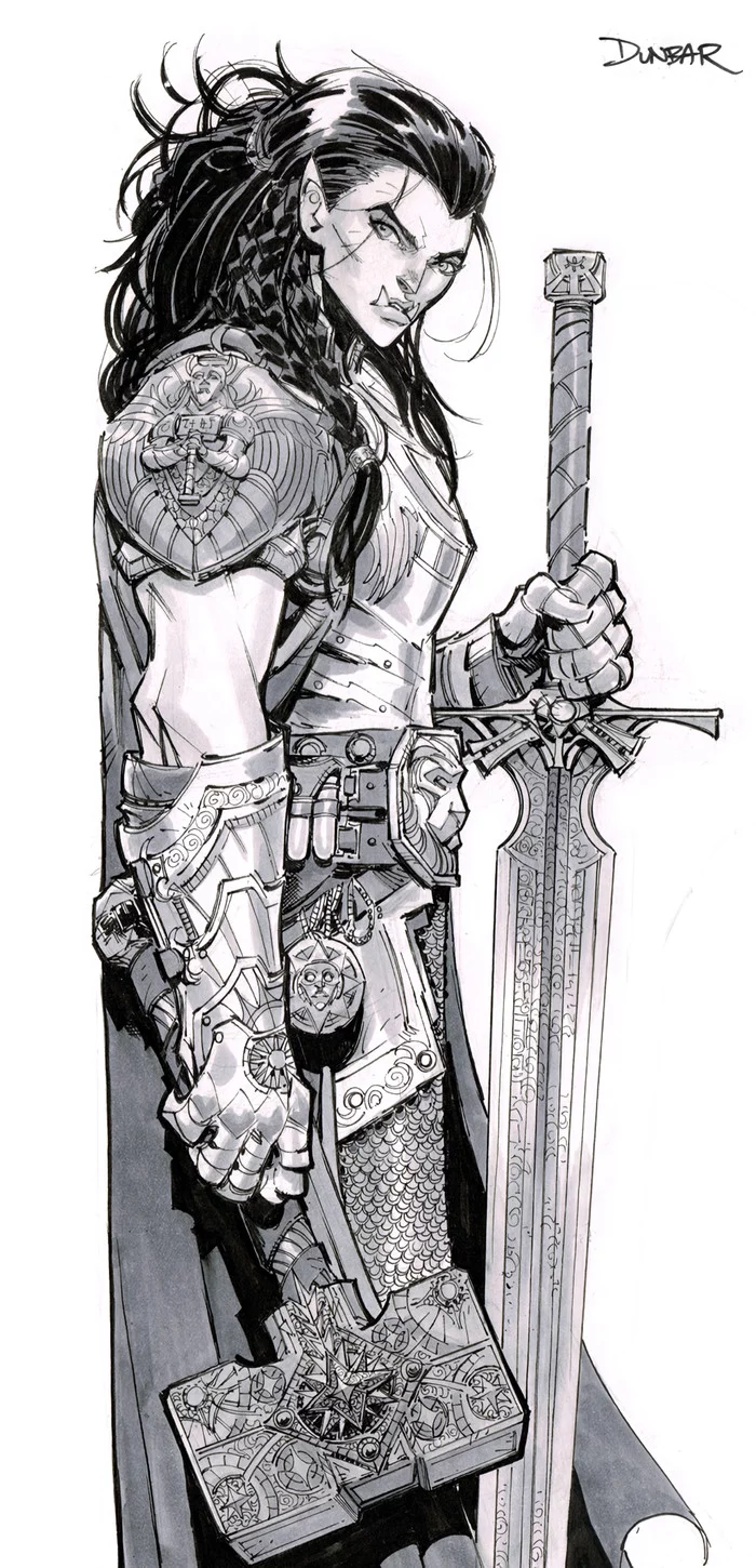 A half-orc Paladin - Art, Drawing, Orcs, Girls, Paladin, Max Dunbar