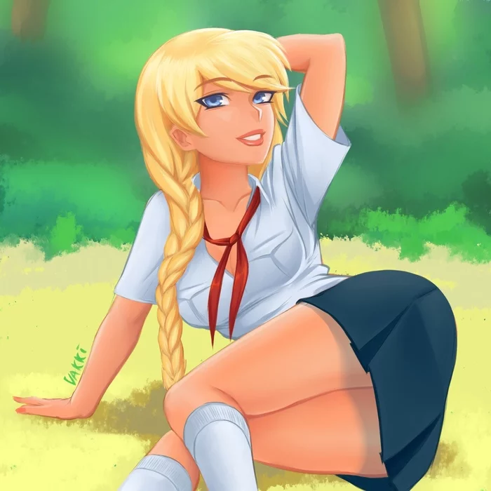 Oh, what... eyes!))) - NSFW, Endless Summer (visual novel), Visual novel, Glorifying, Art, Fan art