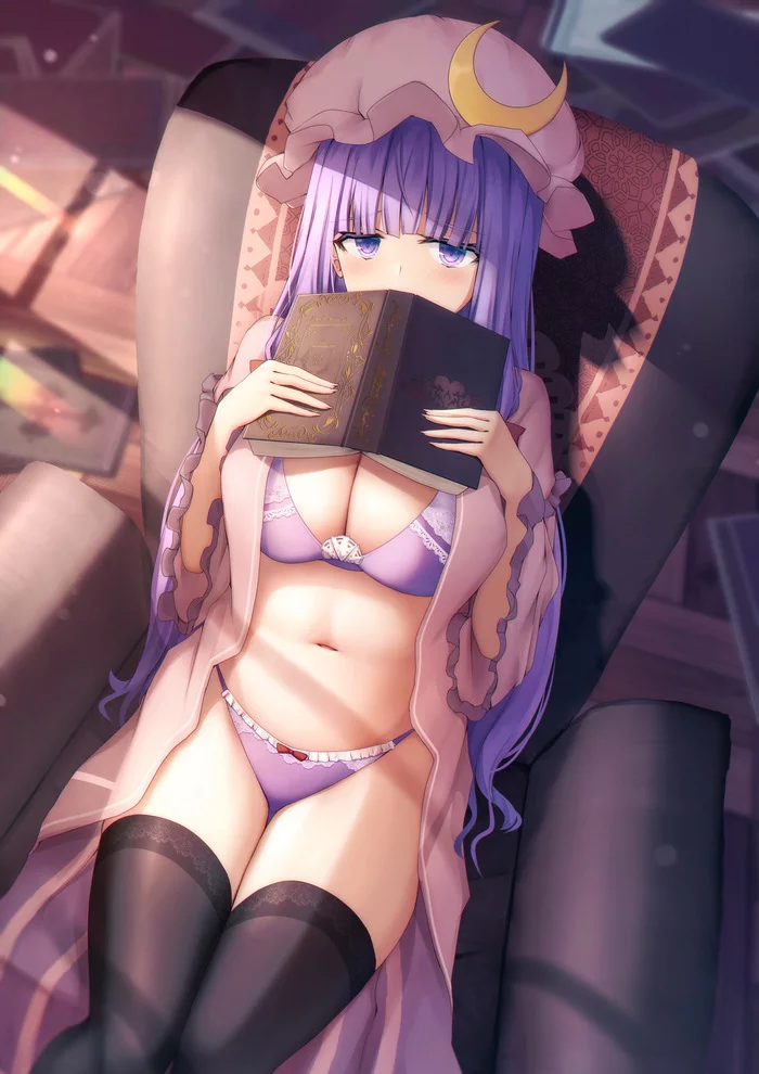 Patchouli Knowledge - NSFW, Touhou, Patchouli Knowledge, Anime Art, Аниме, Liya, Серия Touhou клубничка, 18+