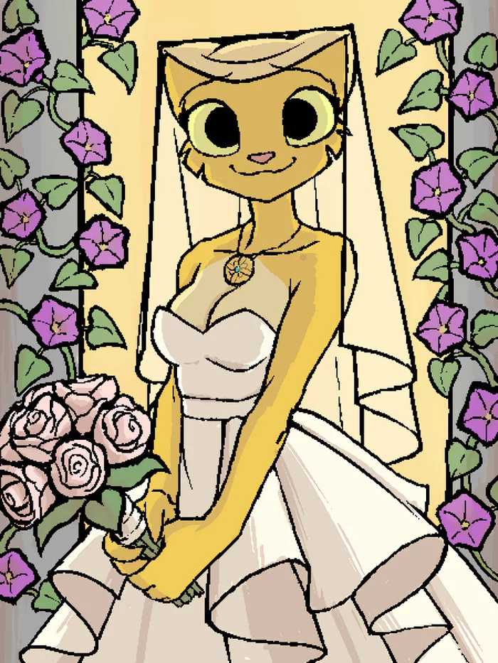 Bride - Furry, Furry art, The elder scrolls, Khajiit, Making a Cat Cry, Katia Managan, Wedding Dress