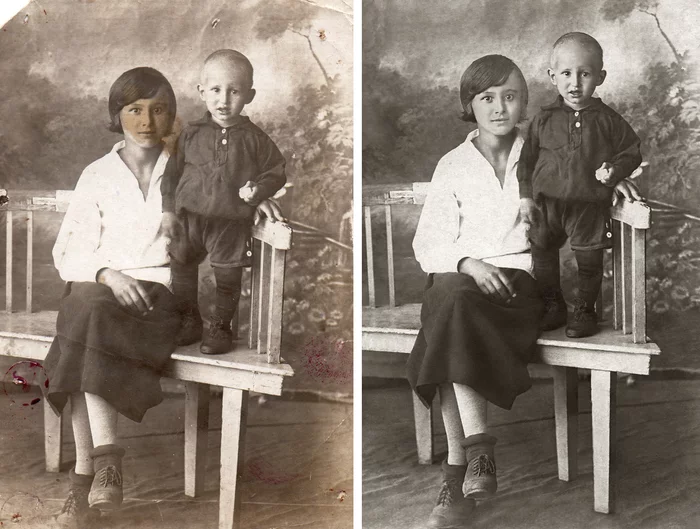 Restoration of a 1930 photograph - My, Photo restoration, Old photo, Childhood in the USSR