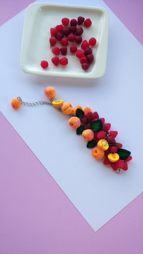 Modeling. Peaches and berry mold - My, Longpost, Needlework with process, Лепка, Polymer clay