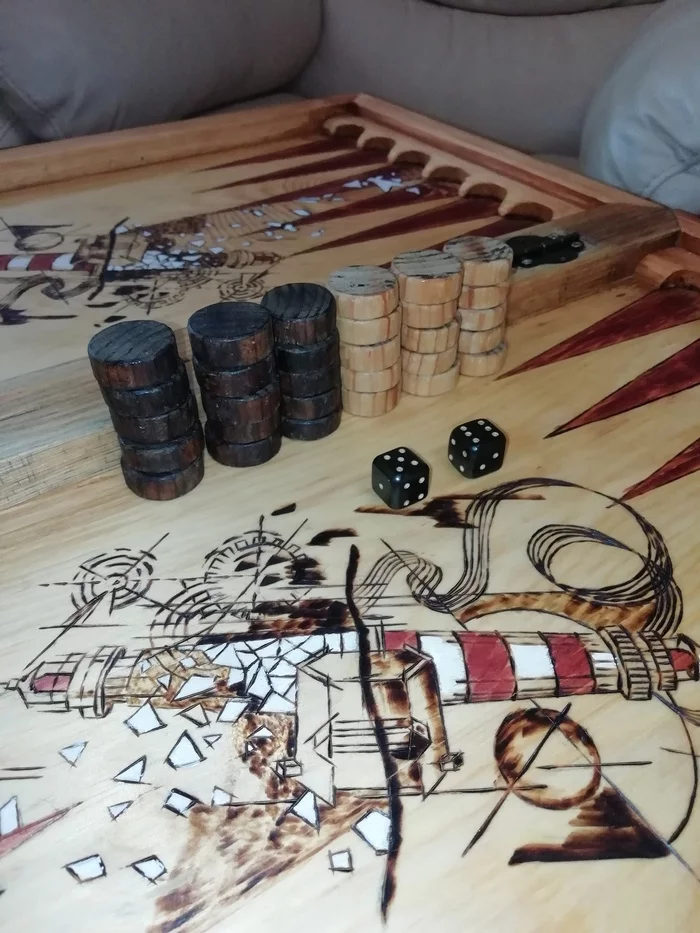 Hand carved backgammon - My, Backgammon, Wood carving, Exclusive, Longpost