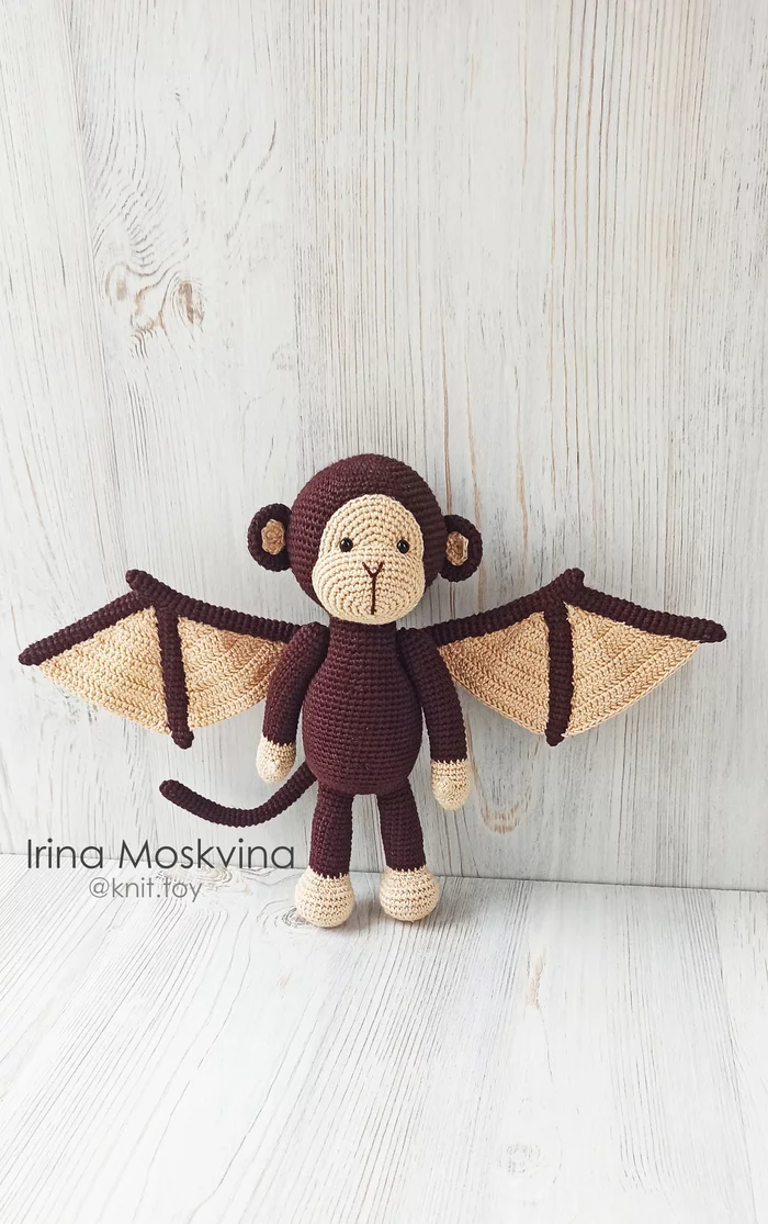winged monkey - My, Crochet, Handmade, Needlework without process, Monkey, Story, Longpost