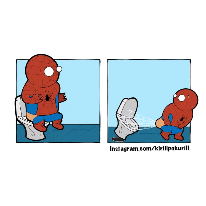 chick fart - My, Web comic, Humor, Painting, Comics, Spiderman, Toilet