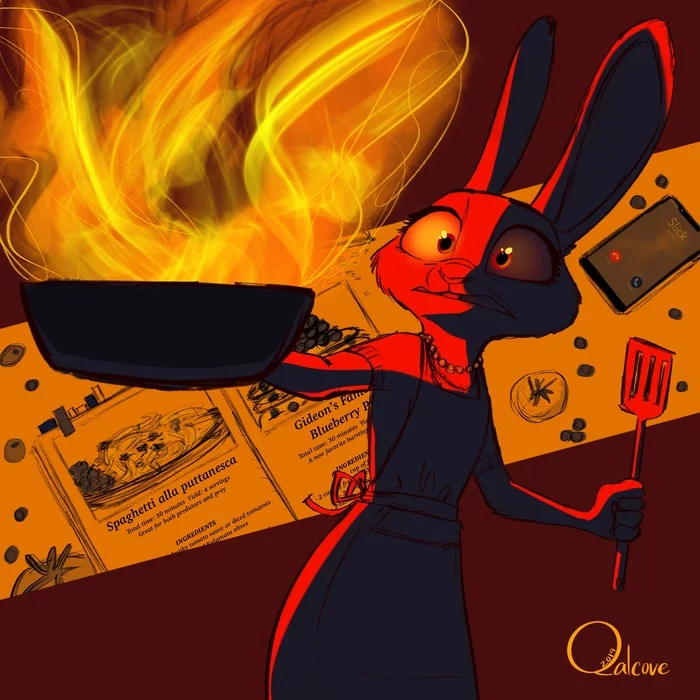 Burnin' the House Down - Art, Drawing, Zootopia, Judy hopps, Furry, Furry art, Furry rabbit, Qalcove