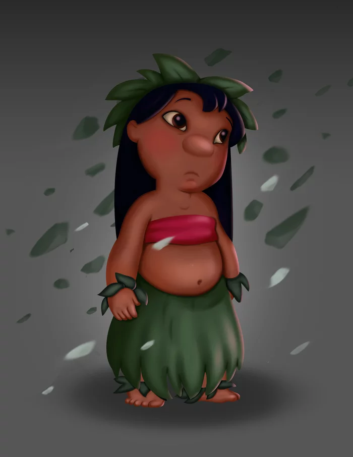 Lilo from the cartoon Lilo and Stitch - My, Lilo and Stitch, Lilo, Girl, 2D drawing, Adobe, Art, Digital drawing, Tahiti, , Cartoons, Walt Disney, Walt disney company, Characters (edit), Raster graphics, Graphics, Computer graphics, Painting, Modern Art