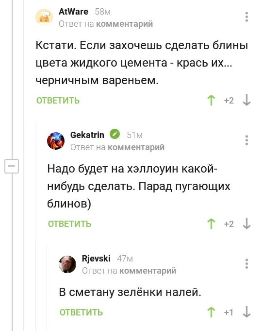 Severe pikabushniki - Pancakes, Comments on Peekaboo, Halloween, Longpost, Screenshot