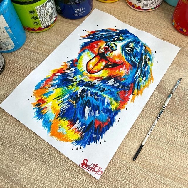 About drawings of pets - Bernese mountain dog, Longpost, Painting, Portrait, Dog