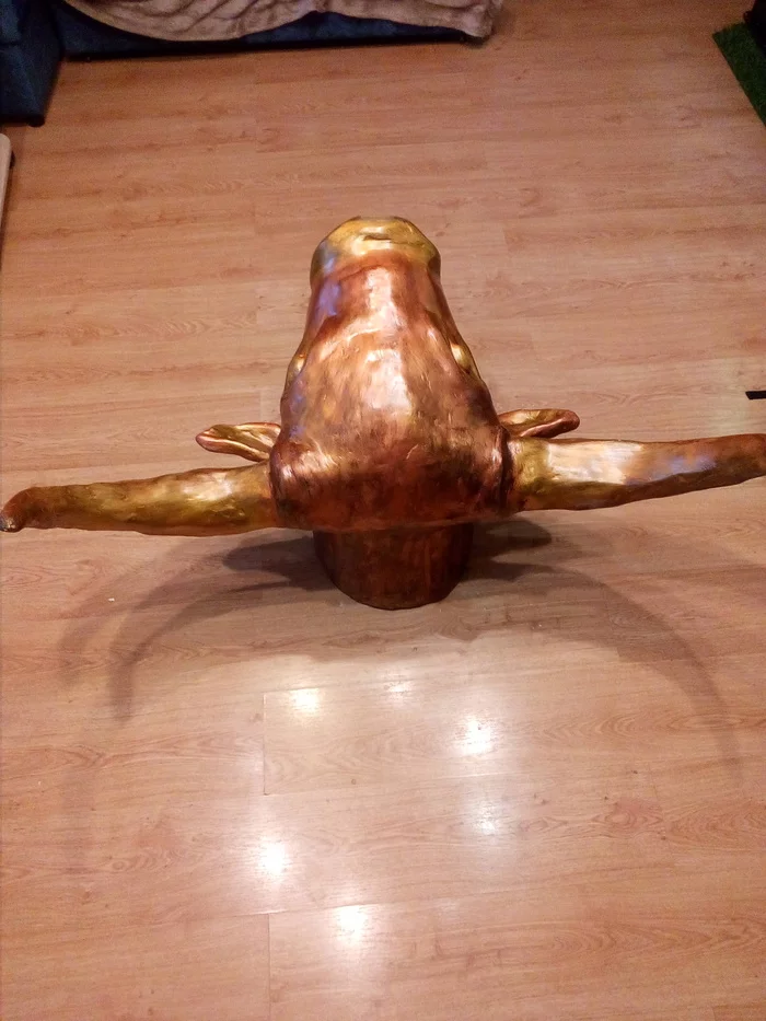 Bull's head on the wall - My, Sculpture, Bull, Lamp, With your own hands, Handmade, Straight arms, Homemade, Longpost, Needlework with process