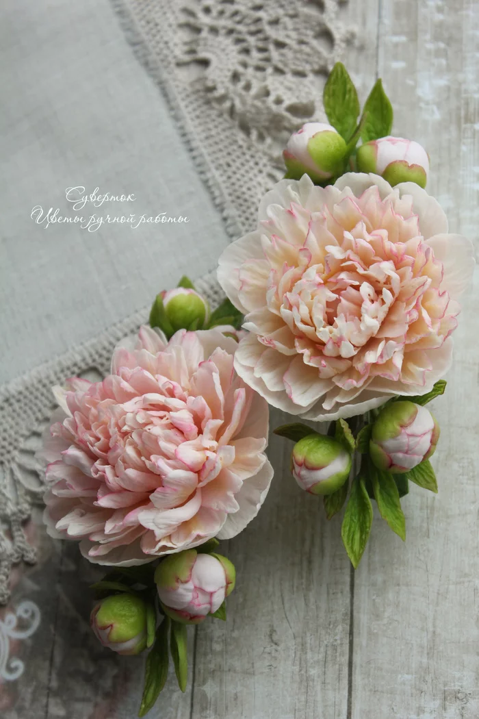 My handmade peonies from polymer clay - My, Peonies, Needlework without process, Polymer clay, Polymer floristry, Handmade, Creation, Лепка, Longpost