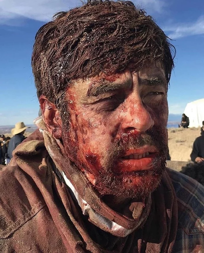 The make-up artists did their best - Killer, Sicario, Benicio Del Toro, Makeup, Make-up artists, Actors and actresses, Movies, Longpost, Photos from filming, Killer 2 Against the World