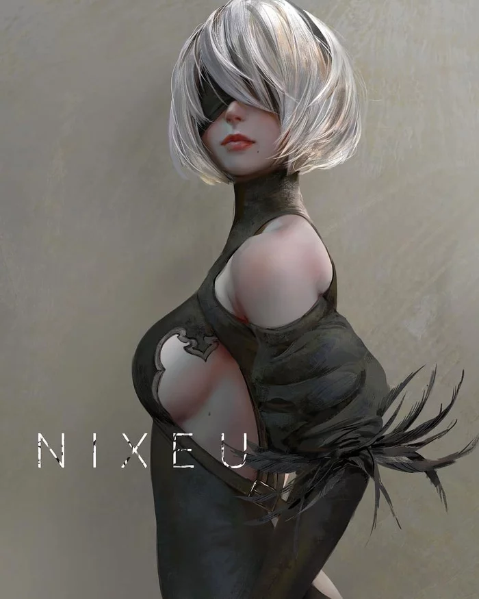 Yorha 2B - Drawing, Girls, NIER Automata, Yorha unit No 2 type B, Nixeu, Art