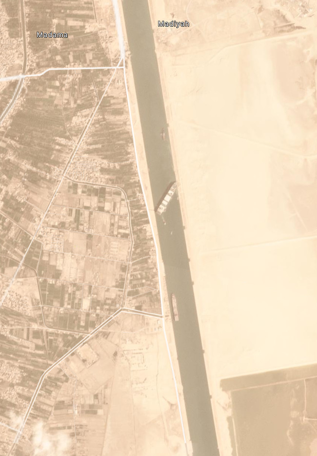 Blocked Suez Canal - Suez canal, Africa, Egypt, Vessel, Container, Pictures from space, Longpost, Ever Given container ship