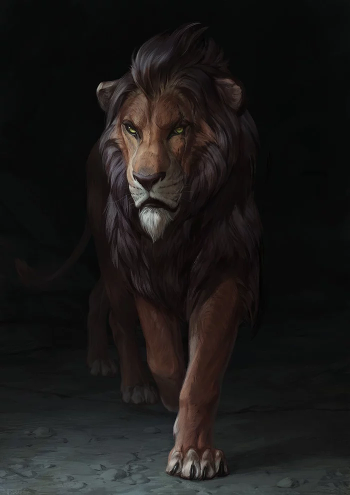 Scar - Art, Drawing, Walt disney company, Cartoons, The lion king, Scar, a lion, Atenebris