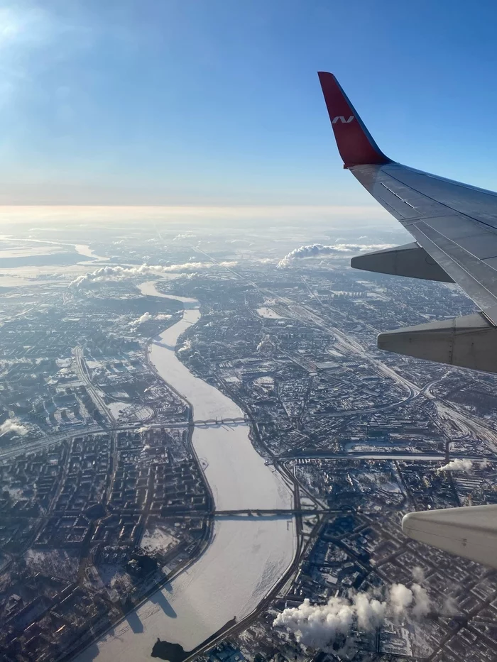 Ответ на пост «Москва в иллюминаторе видна» - Моё, Санкт-Петербург, Посадка, Панорама, Самолет, Финский залив, Ответ на пост, Длиннопост