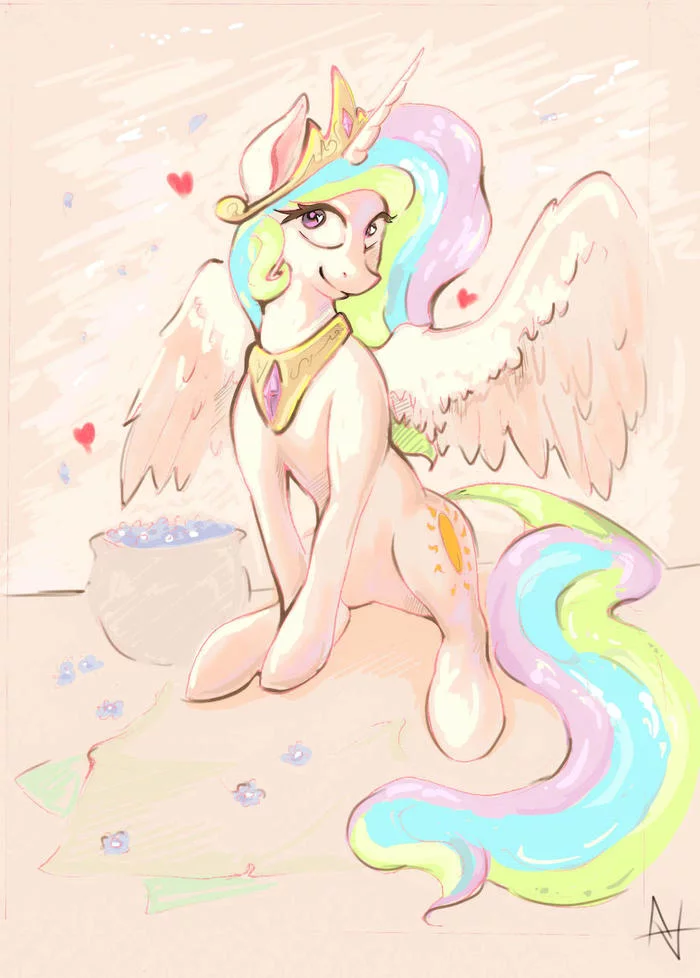 Flowerlestia.jpg - My Little Pony, Princess Celestia, Арт, Фан-Арт, Alexandrvirus