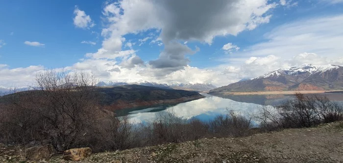 Чарвакское водохранилище 22.03.2021 - Моё, Чарвак, Природа, Озеро, Горы, Облака, Отражение, Узбекистан