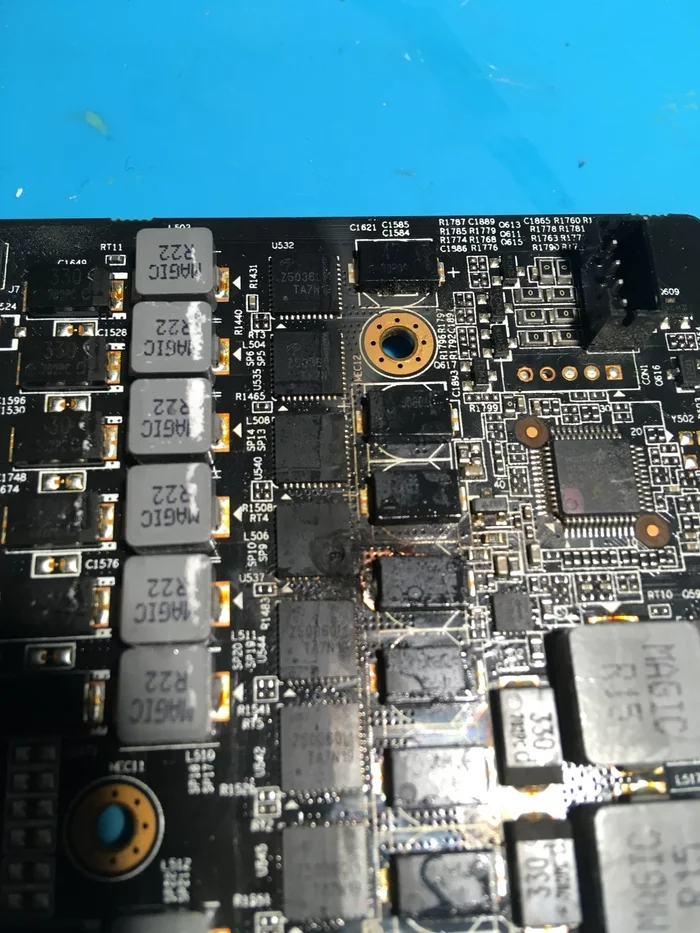 Rescue of a burnt-out AORUS GeForce GTX 1080 Ti (search for analogue PWM controllers) - My, Repair of equipment, Hobby, Video card, Computer Repair, Longpost