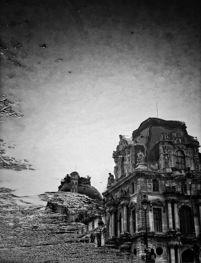 Louvre in a puddle - My, The photo, Paris, Architecture, Louvre