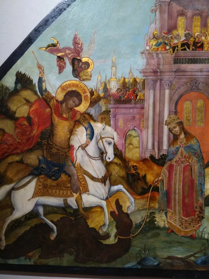 Why, Herod, stabbed my little animal?! - My, St. George the Victorious, Icon, Serpent, Humor, The photo