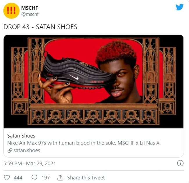 Nike demanded a ban on the sale of satanic sneakers from Lil Nas X - My, Sneakers, Nike, Satan, Blood, Lil Nas X, news, Text