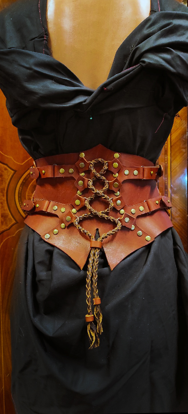 Steampunk corset - My, Leather, Corset, Steampunk, Handmade, Longpost, Needlework with process, Leather products, Leather craft, Kai Yara