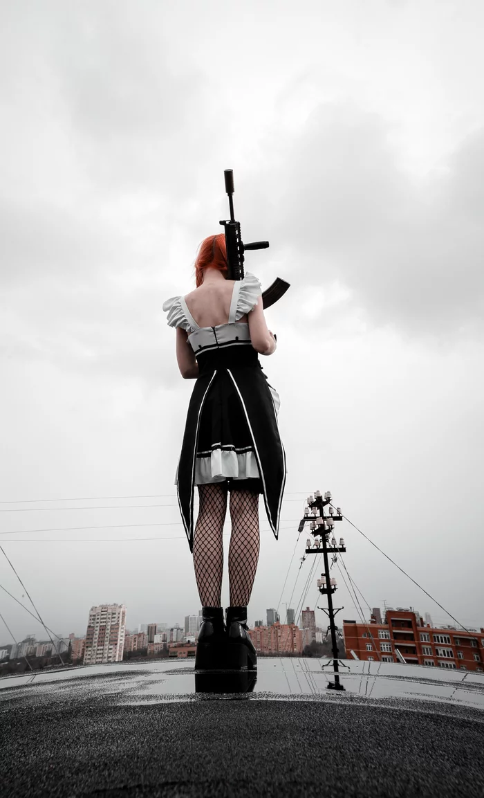 Maid killer - My, Original, Housemaid, Cosplay, The photo, PHOTOSESSION, Girls, Redheads, Machine, , Original, , Longpost, Urbanism