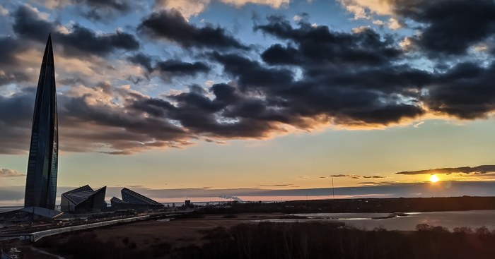 Lakhta at sunset - My, The photo, Sunset, Saint Petersburg, Lakhta Center