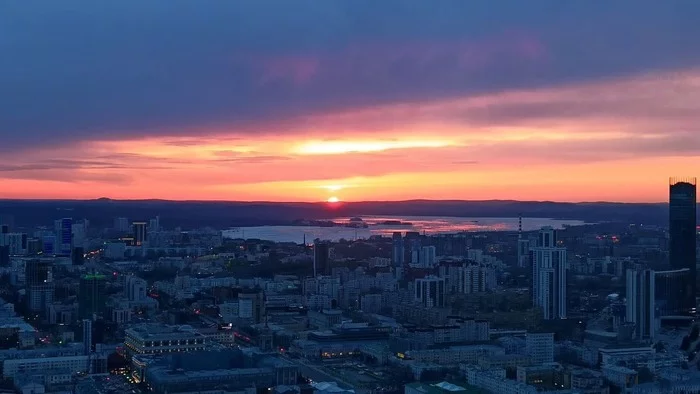 Sunset - My, Sunset, Yekaterinburg, The sun, Панорама, Town