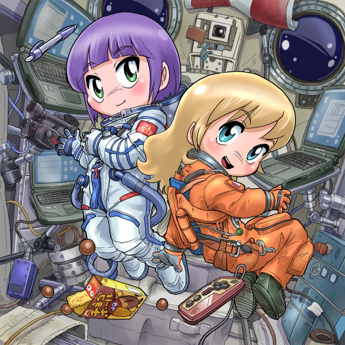 Apollo-Soyuz - Anime, Anime art, Anime original, the USSR, USA, Apollo-Soyuz, ISS