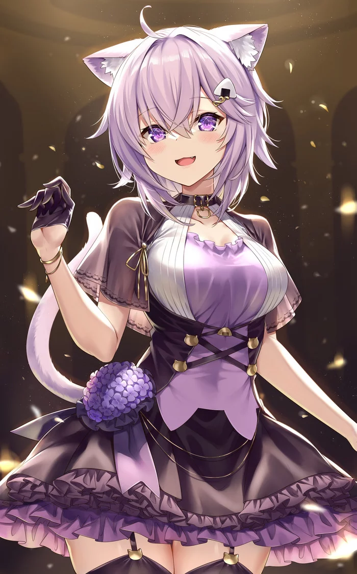 Nekomata Okayu - Anime Art, Аниме, Nekomata Okayu, Hololive, Virtual YouTuber, Dobutsu, Animal Ears