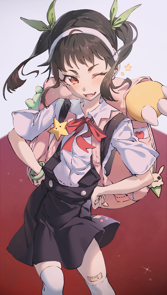 ,   ) , Anime Art, Bakemonogatari, All stars, Loli, Zettai Ryouiki, Hong, Monogatari Series, 