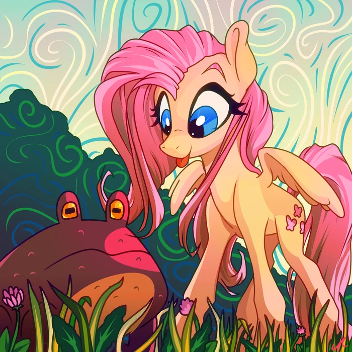 One lick and flaty in another galaxy - My little pony, Fluttershy, Toad, Docwario