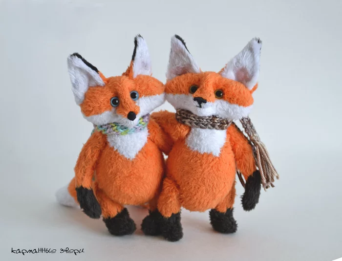 Two comrades - My, Pocket animals, Author's toy, With your own hands, Fox, Needlework without process, Longpost