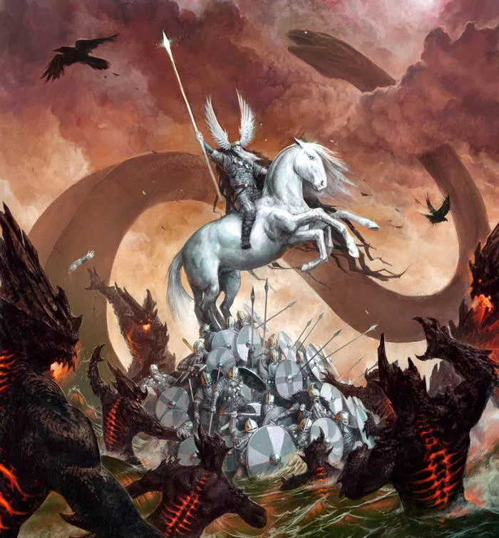 Ragnarok - Art, Scandinavian mythology, Ragnarok, One, Jormungand, Sleipnir