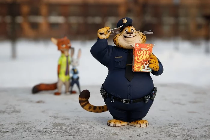 Benjamin Clawhauser - polymer clay figurine - My, Polymer clay, Needlework with process, Figurines, Claw, Handmade, Longpost, Zootopia