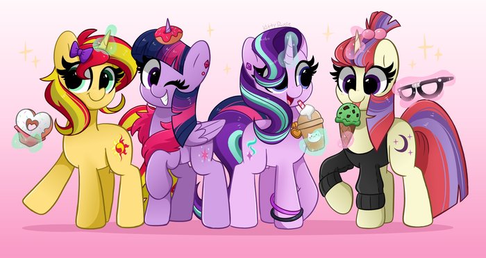  My Little Pony, Ponyart, Twilight Sparkle, Moondancer, Sunset Shimmer, Starlight Glimmer, Kittyrosie