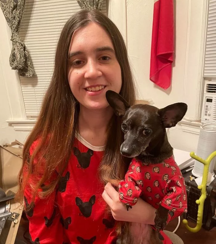 Mom gave pajamas to her daughter and her dog for Christmas - Daughter, Mum, Pajamas, Presents, Print, Dog