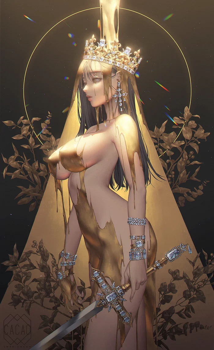 Golden Queen - NSFW, Anime, Anime art, Original character, Lovecacao